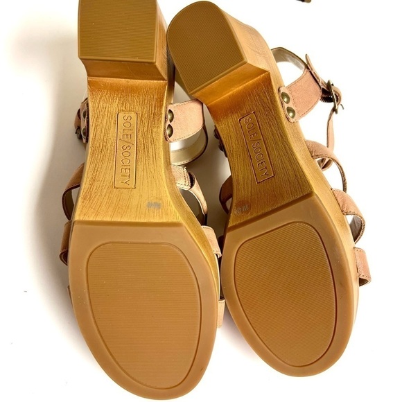 NWT SOLE SOCIETY Y2K So-Nermila Platform Block Heel sandals Taupe women’s size 9 - Picture 9 of 10
